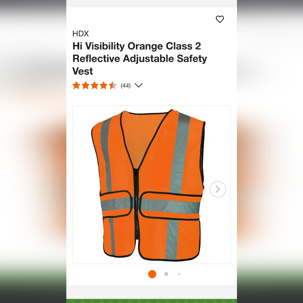 NEW IN PACKAGE HDX Hi Visibility Orange Safety Vest OS